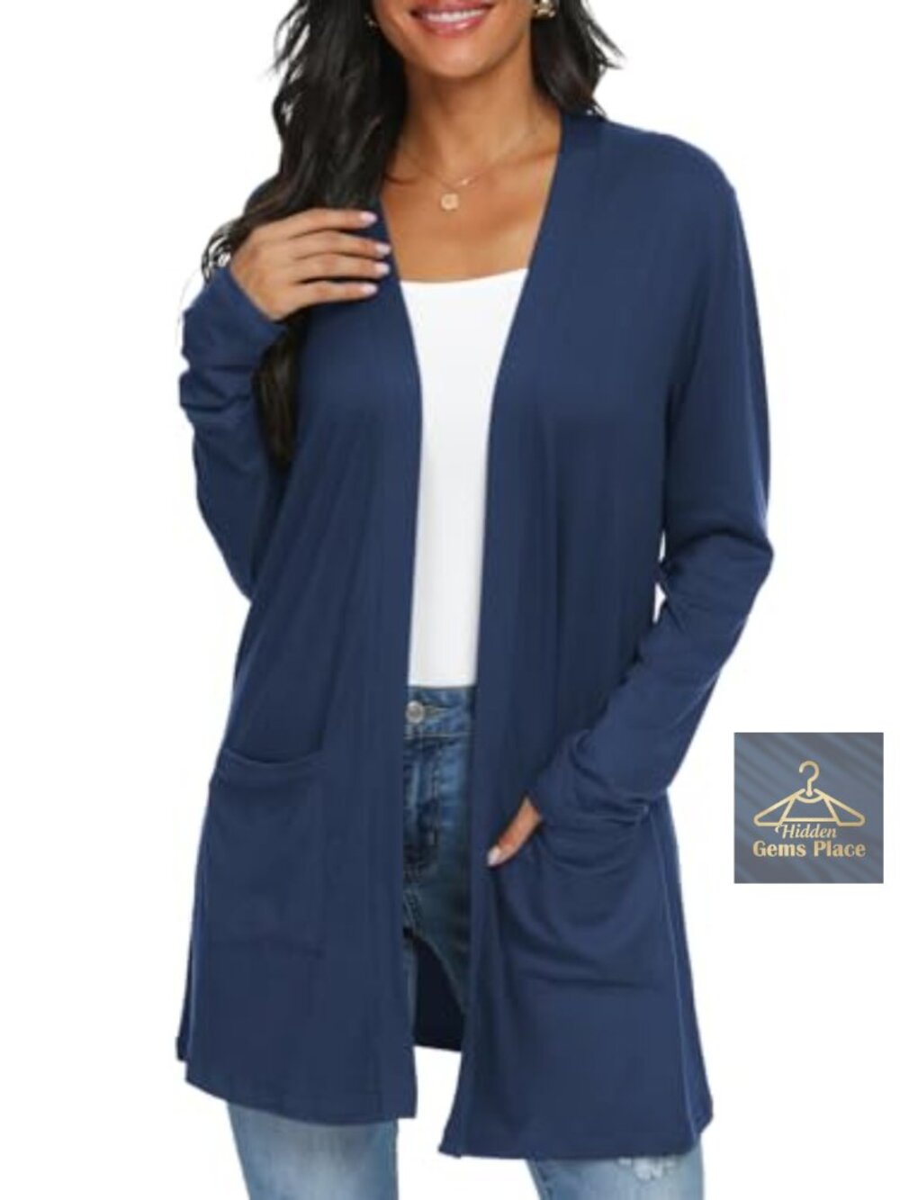 Lightweight Long Cardigan with Pockets Open Front Long Sleeve